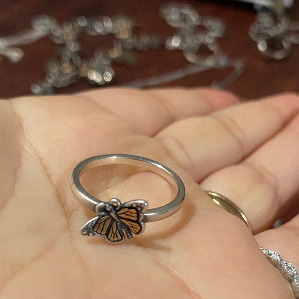 James Avery Silver and Gold Butterfly Ring